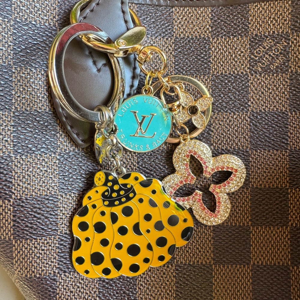 Yayoi Kusama Yellow Pumpkin Keychain + LV upcycle charm.